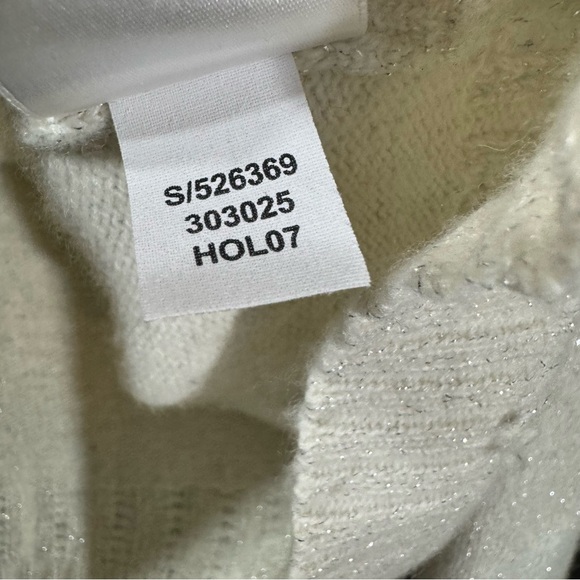 Old Navy Y2K Lamb’s Wool Silk Cozy Sweater Off White metallic - Picture 9 of 9